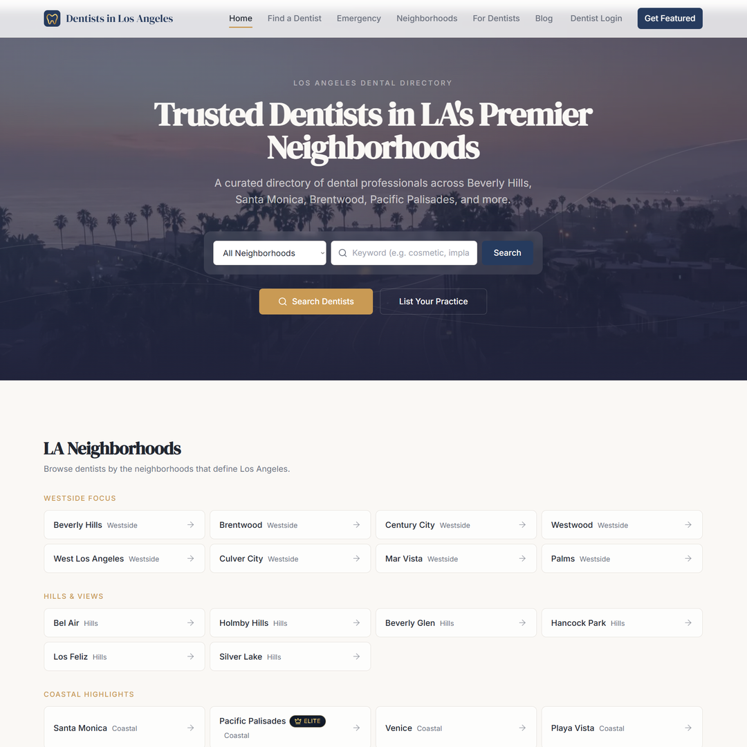 Dentists in LA. Directory Site.